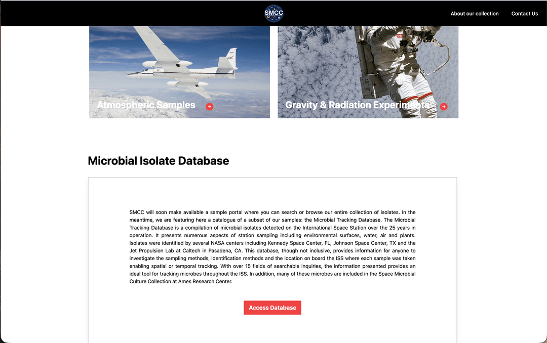 NASA's Space Microbial Culture Collection page project